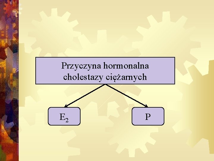 Przyczyna hormonalna cholestazy ciężarnych E 2 P 