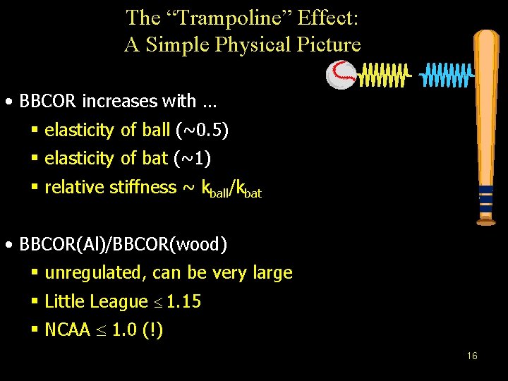 The “Trampoline” Effect: A Simple Physical Picture • BBCOR increases with … § elasticity