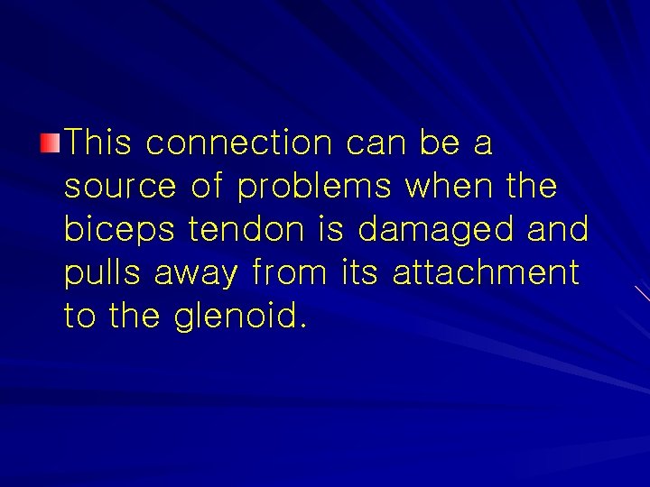 This connection can be a source of problems when the biceps tendon is damaged