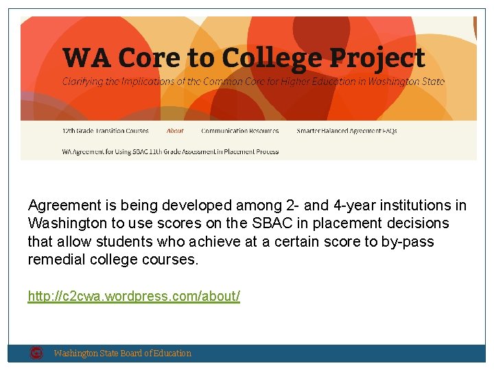 Agreement is being developed among 2 - and 4 -year institutions in Washington to