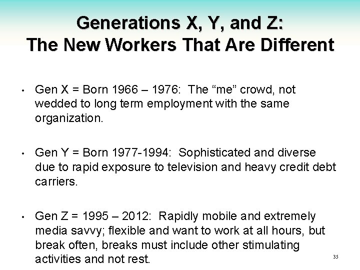 Generations X, Y, and Z: The New Workers That Are Different • Gen X