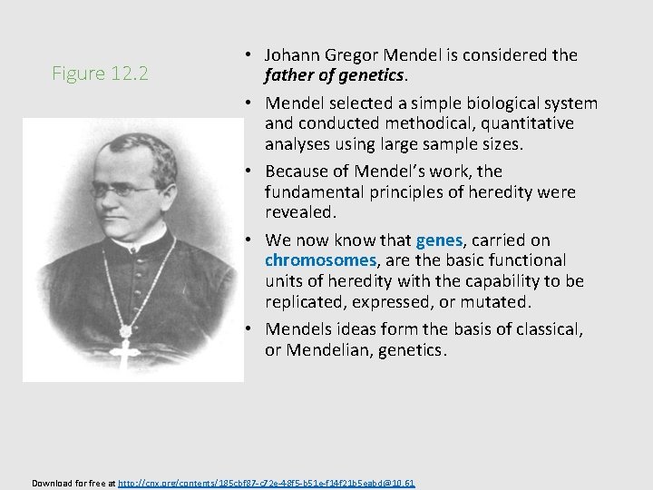 Figure 12. 2 • Johann Gregor Mendel is considered the father of genetics. •