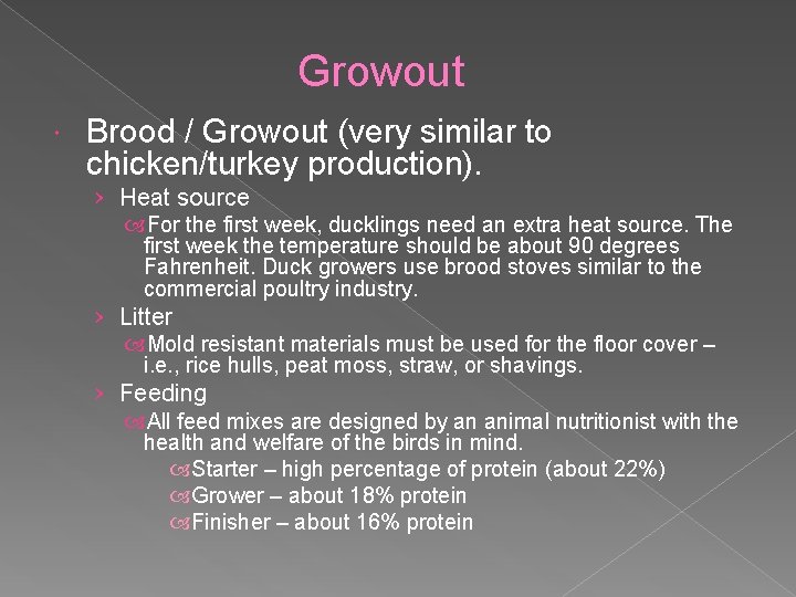 Growout Brood / Growout (very similar to chicken/turkey production). › Heat source For the