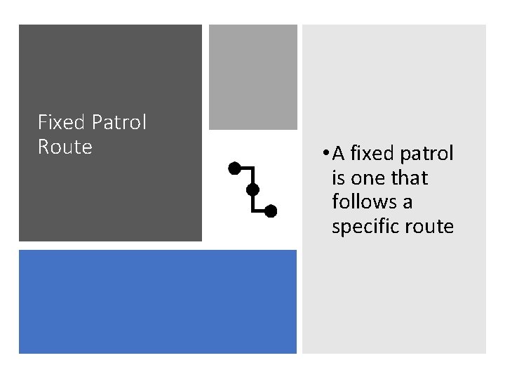 Fixed Patrol Route • A fixed patrol is one that follows a specific route