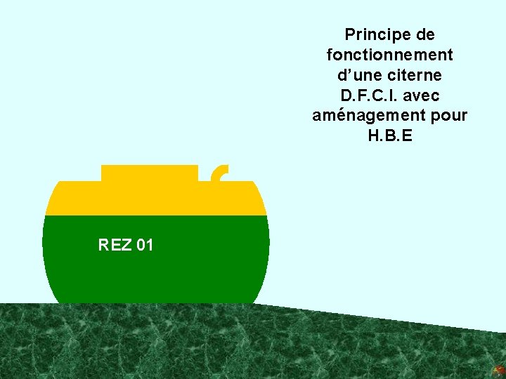 Principe de fonctionnement d’une citerne D. F. C. I. avec aménagement pour H. B.