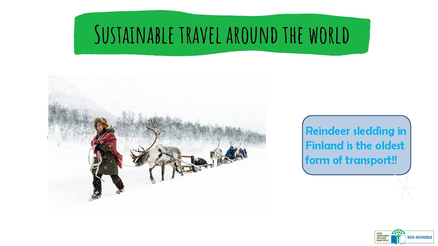 Sustainable travel around the world Reindeer sledding in Finland is the oldest form of