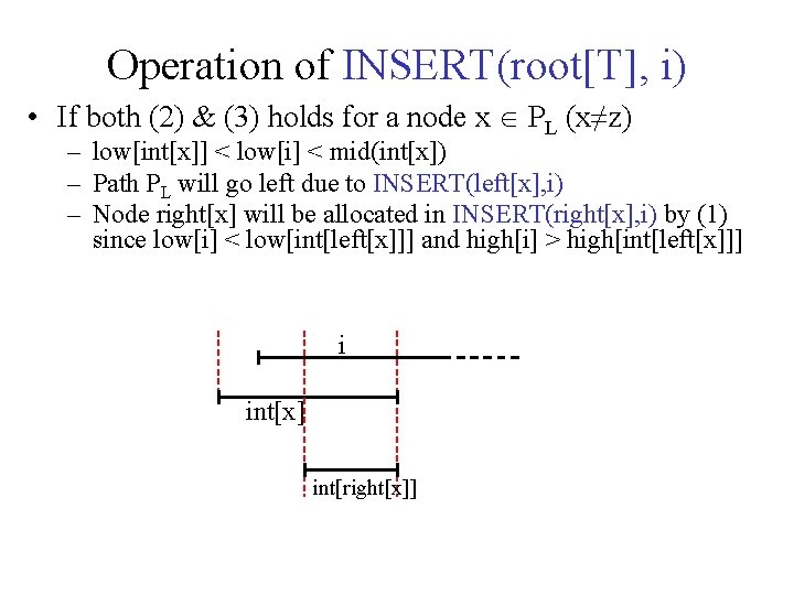 Operation of INSERT(root[T], i) • If both (2) & (3) holds for a node