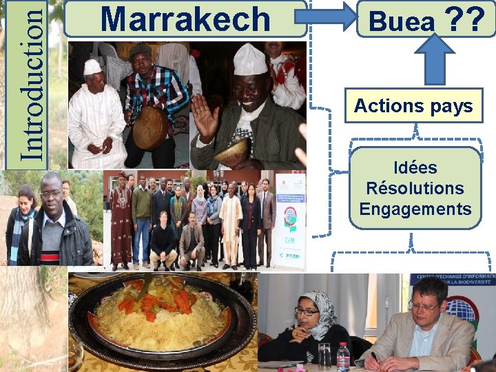 Introduction Marrakech Buea ? ? Actions pays Idées Résolutions Engagements 