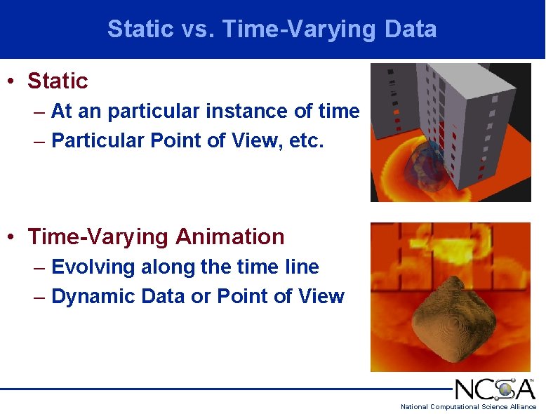 Static vs. Time-Varying Data • Static – At an particular instance of time – Static vs. Time-Varying Data • Static – At an particular instance of time –