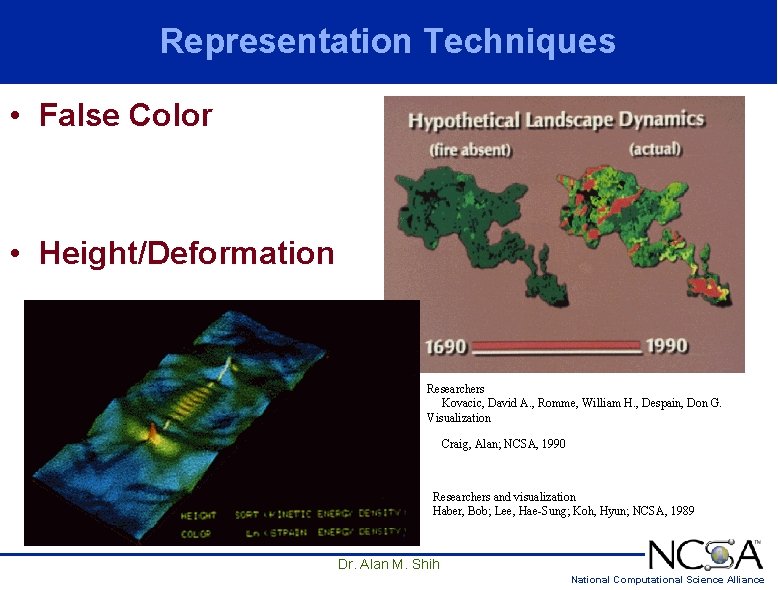 Representation Techniques • False Color • Height/Deformation Researchers Kovacic, David A. , Romme, William Representation Techniques • False Color • Height/Deformation Researchers Kovacic, David A. , Romme, William