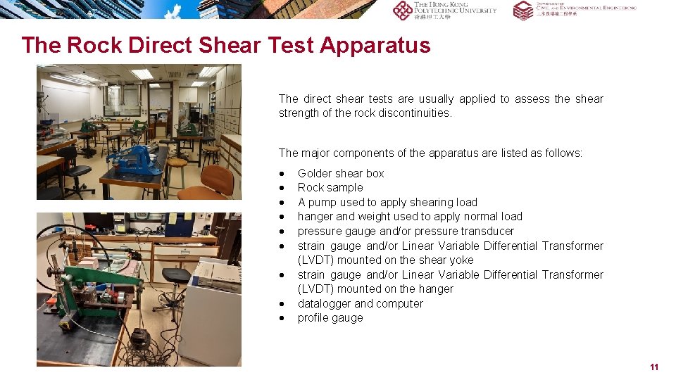 The Rock Direct Shear Test Apparatus The direct shear tests are usually applied to