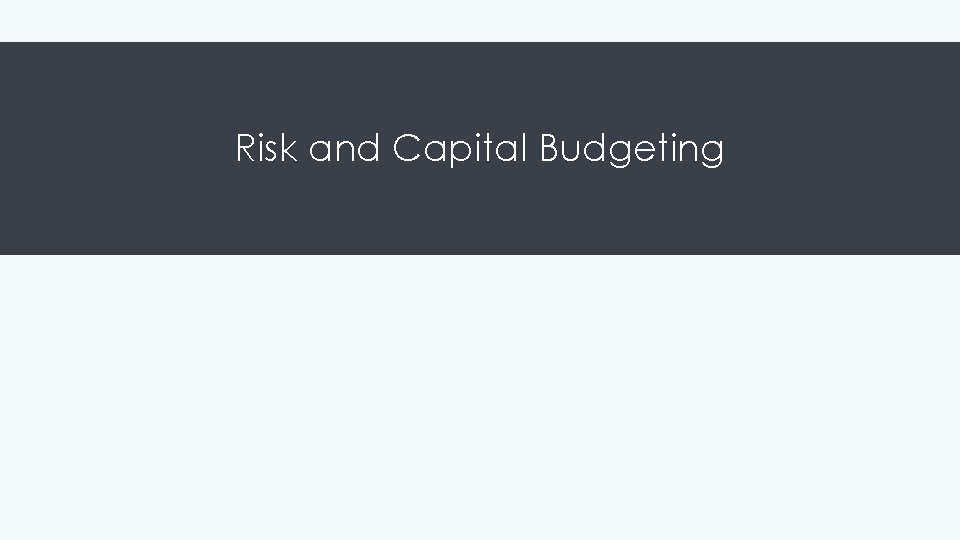 Risk and Capital Budgeting 