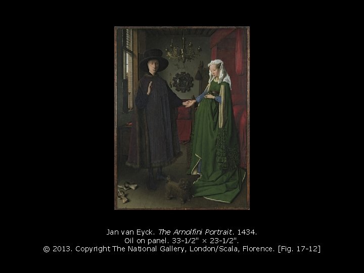 Jan van Eyck. The Arnolfini Portrait. 1434. Oil on panel. 33 -1⁄2" × 23