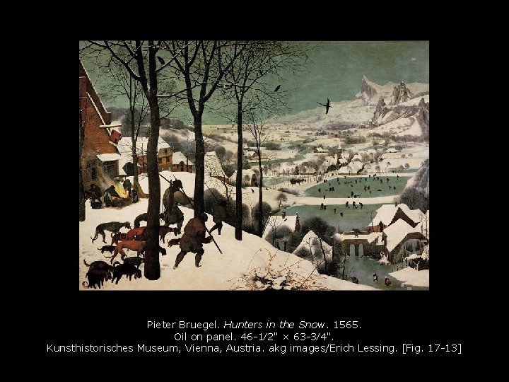 Pieter Bruegel. Hunters in the Snow. 1565. Oil on panel. 46 -1⁄2" × 63