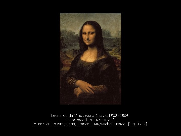 Leonardo da Vinci. Mona Lisa. c. 1503– 1506. Oil on wood. 30 -1⁄4" ×