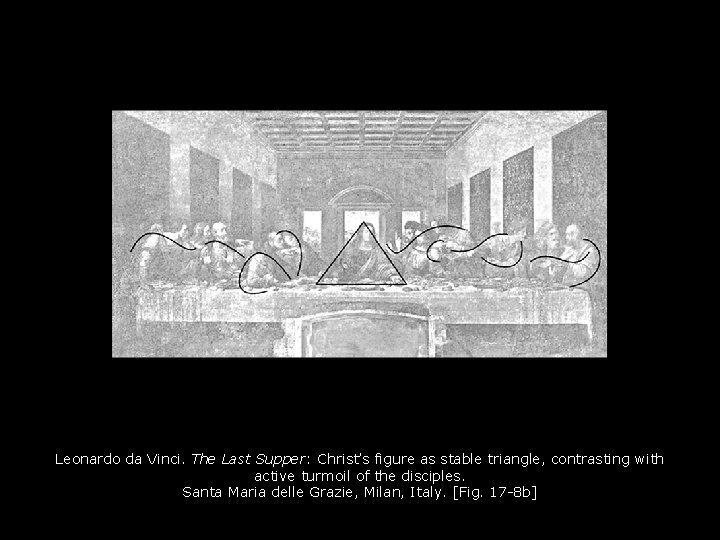 Leonardo da Vinci. The Last Supper: Christ’s figure as stable triangle, contrasting with active