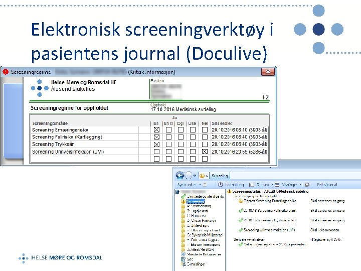 Elektronisk screeningverktøy i pasientens journal (Doculive) 