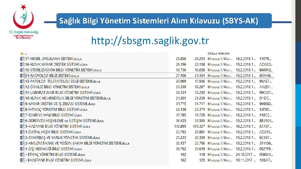 Sağlık Bilgi Yönetim Sistemleri Alım Kılavuzu (SBYS-AK) http: //sbsgm. saglik. gov. tr Radyolojik Karar