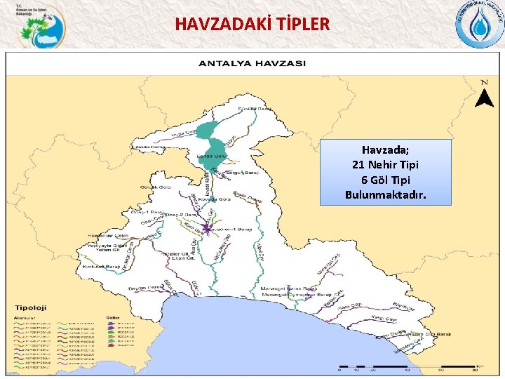 HAVZADAKİ TİPLER Havzada; 21 Nehir Tipi 6 Göl Tipi Bulunmaktadır. 37 