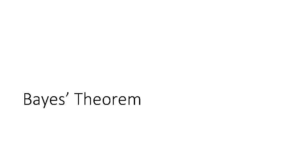 Bayes’ Theorem 