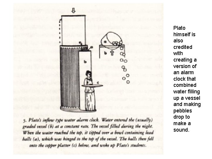 Plato himself is also credited with creating a version of an alarm clock that