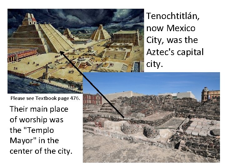 Tenochtitlán, now Mexico City, was the Aztec's capital city. Please see Textbook page 476.