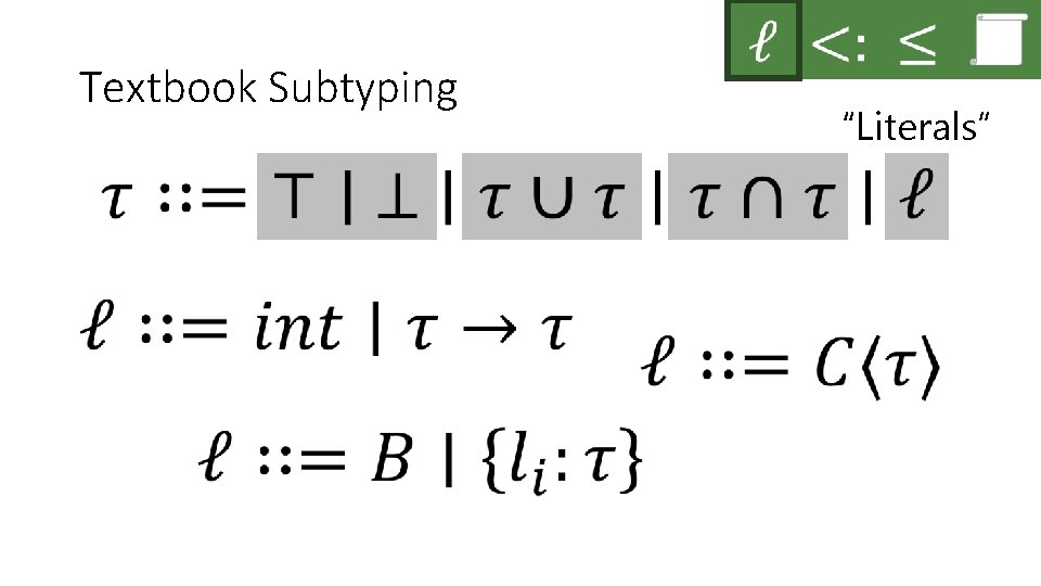 Textbook Subtyping “Literals” 
