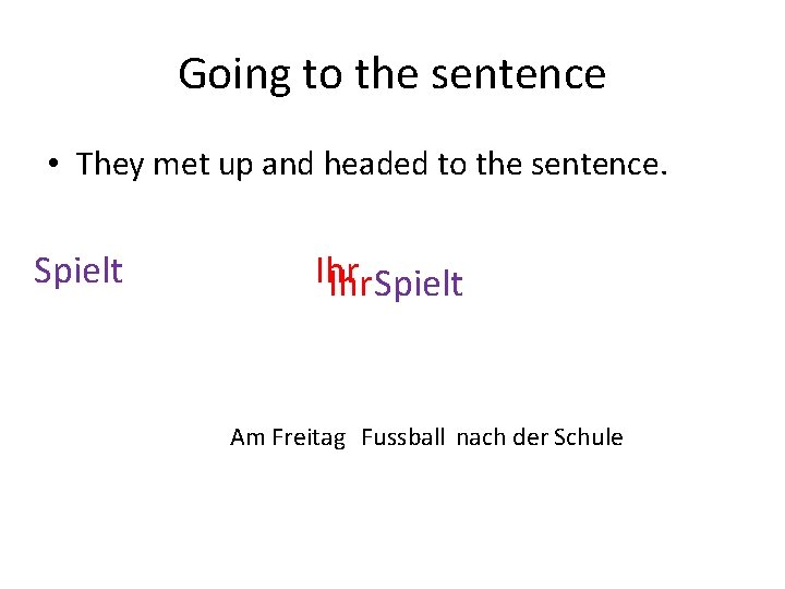 Going to the sentence • They met up and headed to the sentence. Spielt