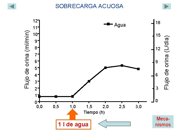 SOBRECARGA ACUOSA 11 Flujo de orina (ml/min) 18 Agua 10 15 9 8 12