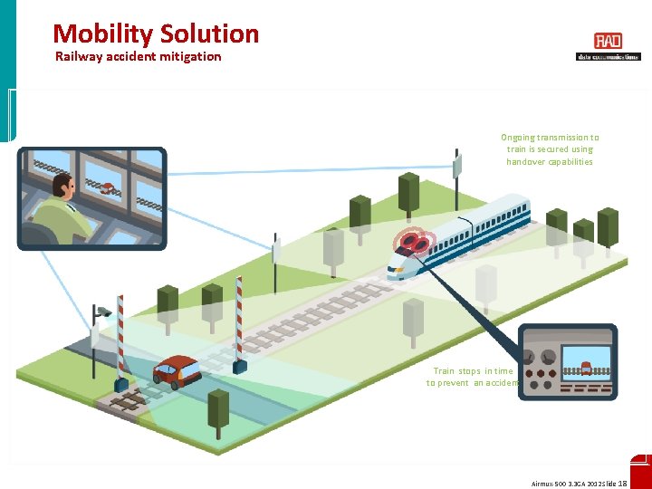 Mobility Solution Railway accident mitigation Ongoing transmission to train is secured using handover capabilities