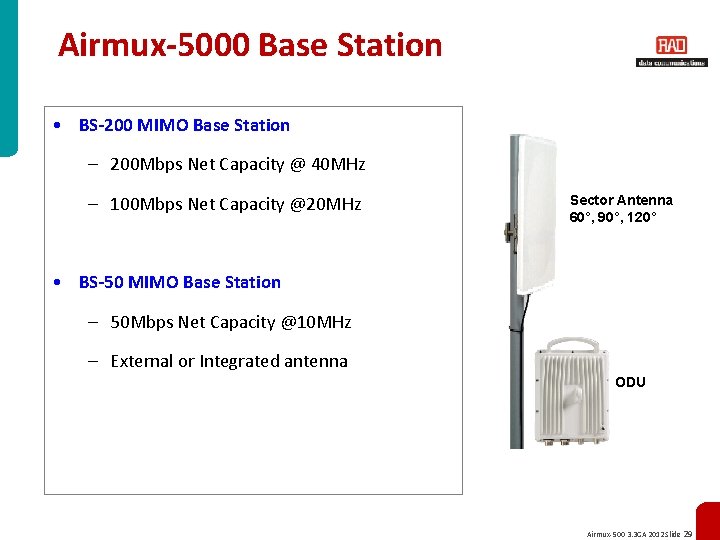 Airmux-5000 Base Station • BS-200 MIMO Base Station – 200 Mbps Net Capacity @
