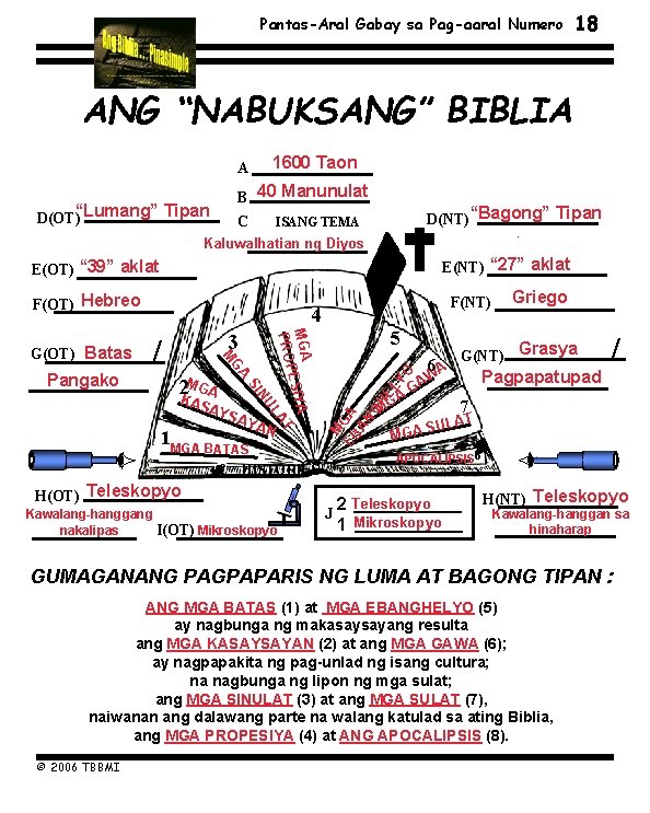 Pantas-Aral Gabay sa Pag-aaral Numero 18 ANG “NABUKSANG” BIBLIA 1600 Taon A B 40