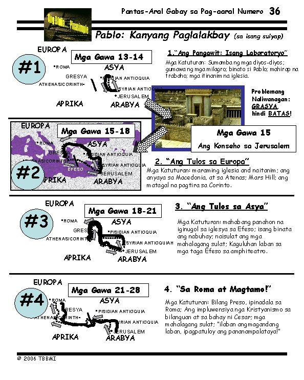 Pantas-Aral Gabay sa Pag-aaral Numero Pablo: Kanyang Paglalakbay EUROPA #1 • PISIDIAN ANTIOQUIA •