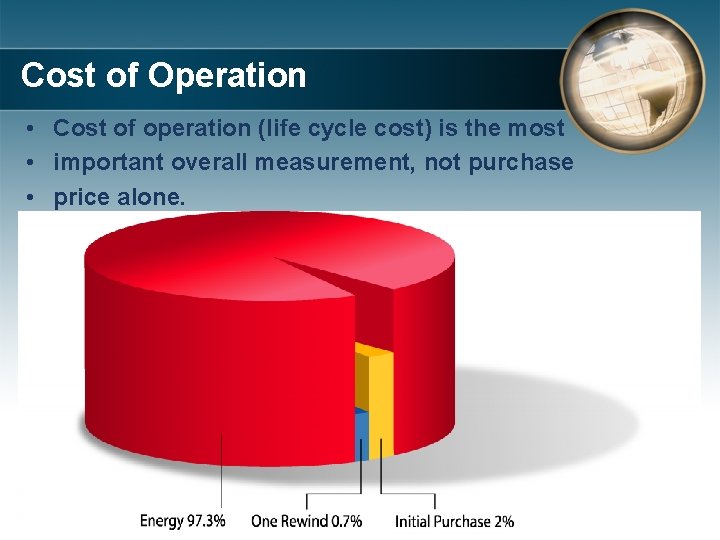 Cost of Operation • Cost of operation (life cycle cost) is the most •