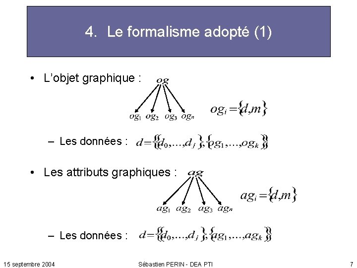 4. Le formalisme adopté (1) • L’objet graphique : – Les données : •