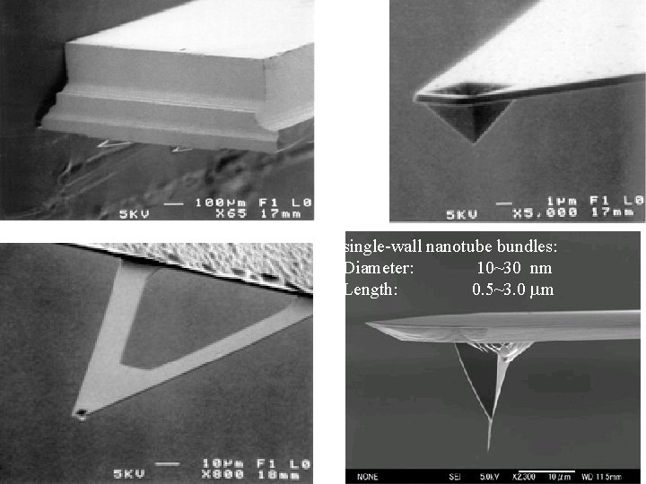single-wall nanotube bundles: Diameter: 10~30 nm Length: 0. 5~3. 0 mm 