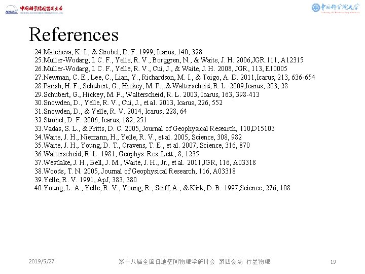 References 24. Matcheva, K. I. , & Strobel, D. F. 1999, Icarus, 140, 328