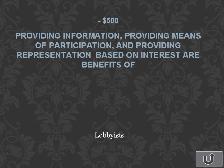 - $500 PROVIDING INFORMATION, PROVIDING MEANS OF PARTICIPATION, AND PROVIDING REPRESENTATION BASED ON INTEREST