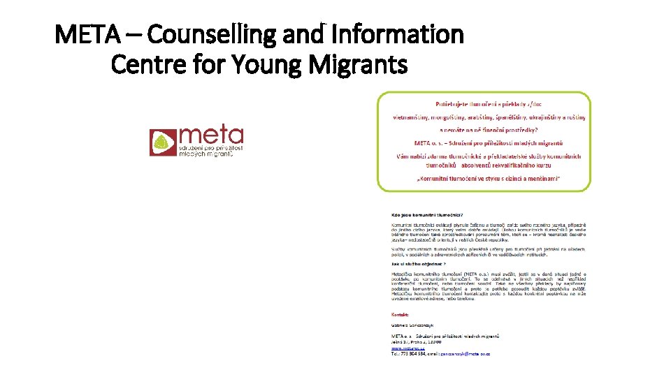 META – Counselling and Information Centre for Young Migrants 