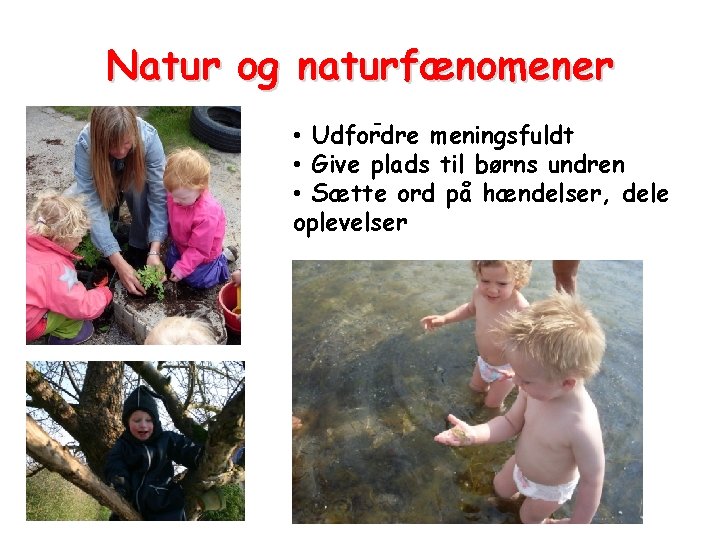 Natur og naturfænomener - • Udfordre meningsfuldt • Give plads til børns undren •