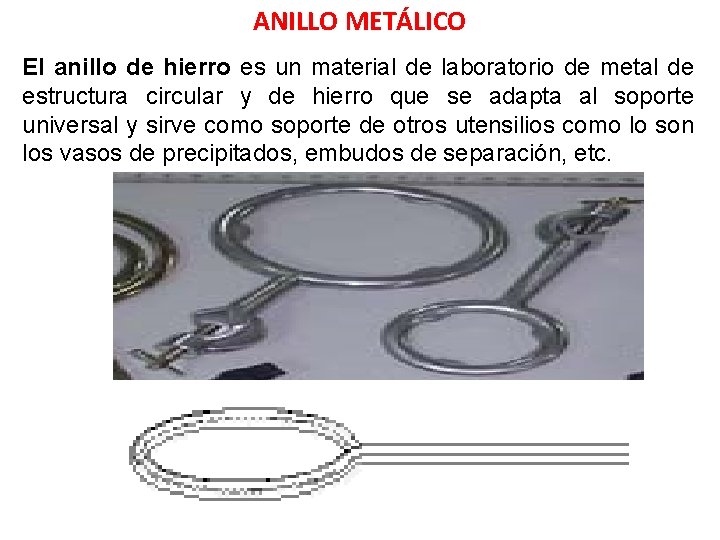 ANILLO METÁLICO El anillo de hierro es un material de laboratorio de metal de