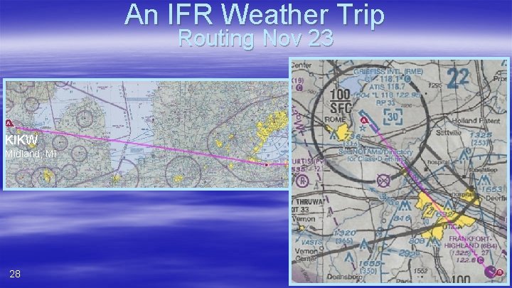 An IFR Weather Trip Routing Nov 23 KIKW Midland, MI 28 KRME Rome, NY