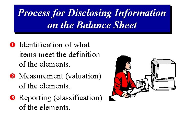 Process for Disclosing Information on the Balance Sheet Identification of what items meet the