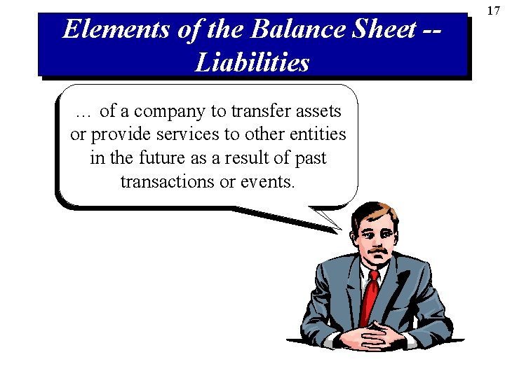 Elements of the Balance Sheet -Liabilities … of a company Liabilitiestoare transfer probable assets