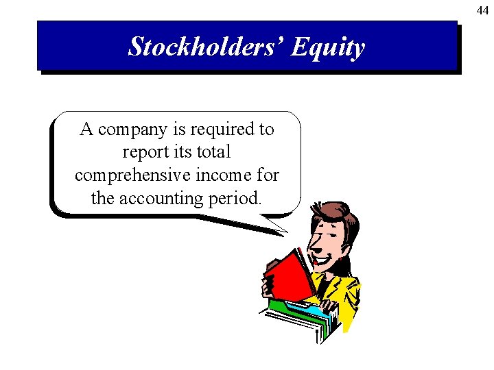 44 Stockholders’ Equity A company is required to report its total comprehensive income for