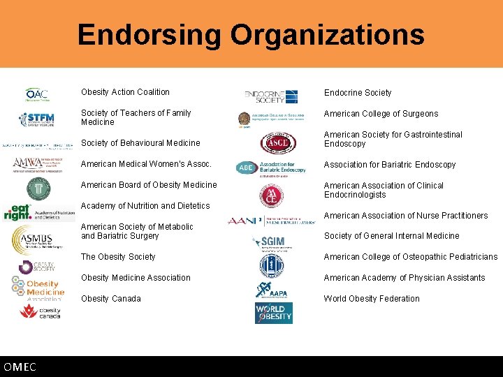 Endorsing Organizations Obesity Action Coalition Endocrine Society of Teachers of Family Medicine American College