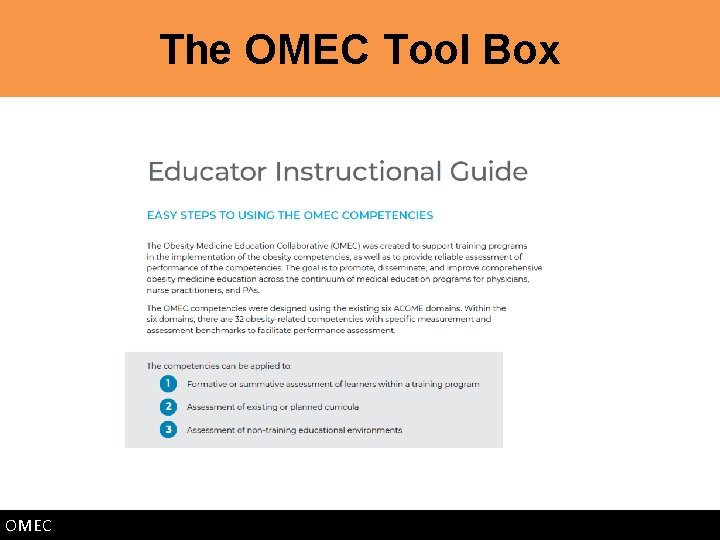 The OMEC Tool Box OMEC 