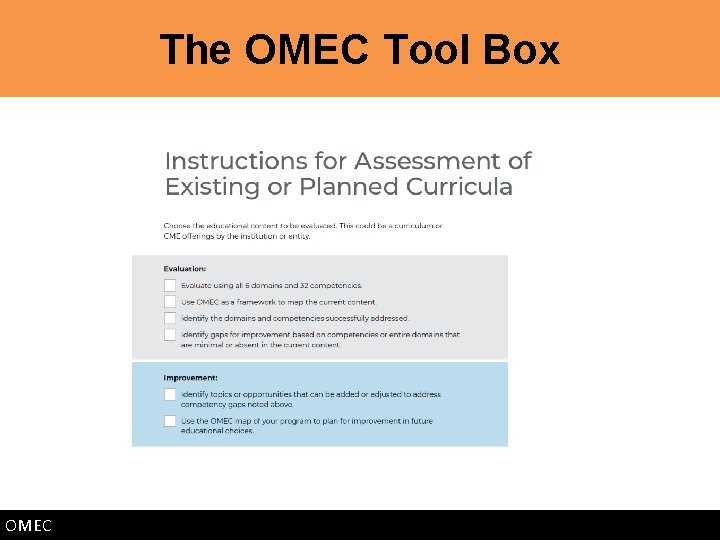 The OMEC Tool Box OMEC 