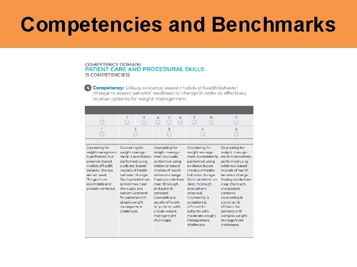 Competencies and Benchmarks 
