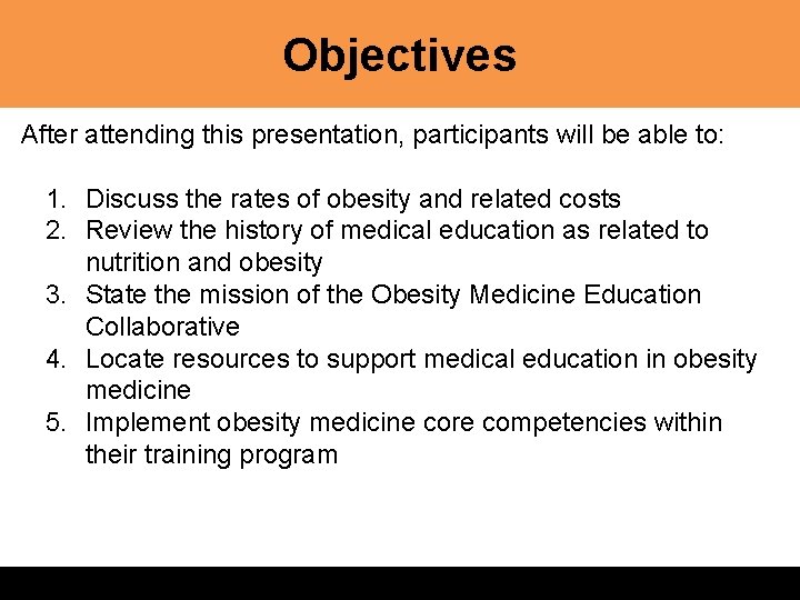 Objectives After attending this presentation, participants will be able to: 1. Discuss the rates